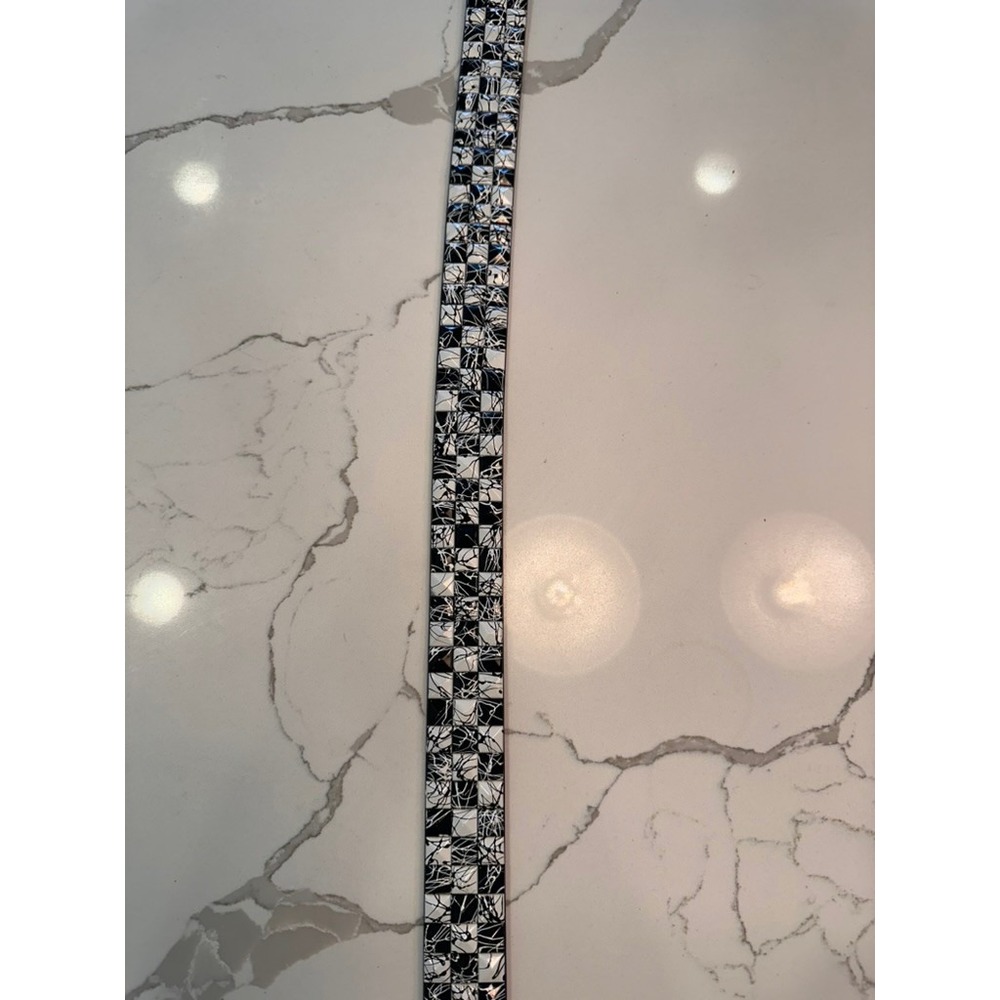 Black White Splatter Pyramid Studded Belt Punk Rock Emo Goth Checkered 44 Inch - Picture 4 of 7